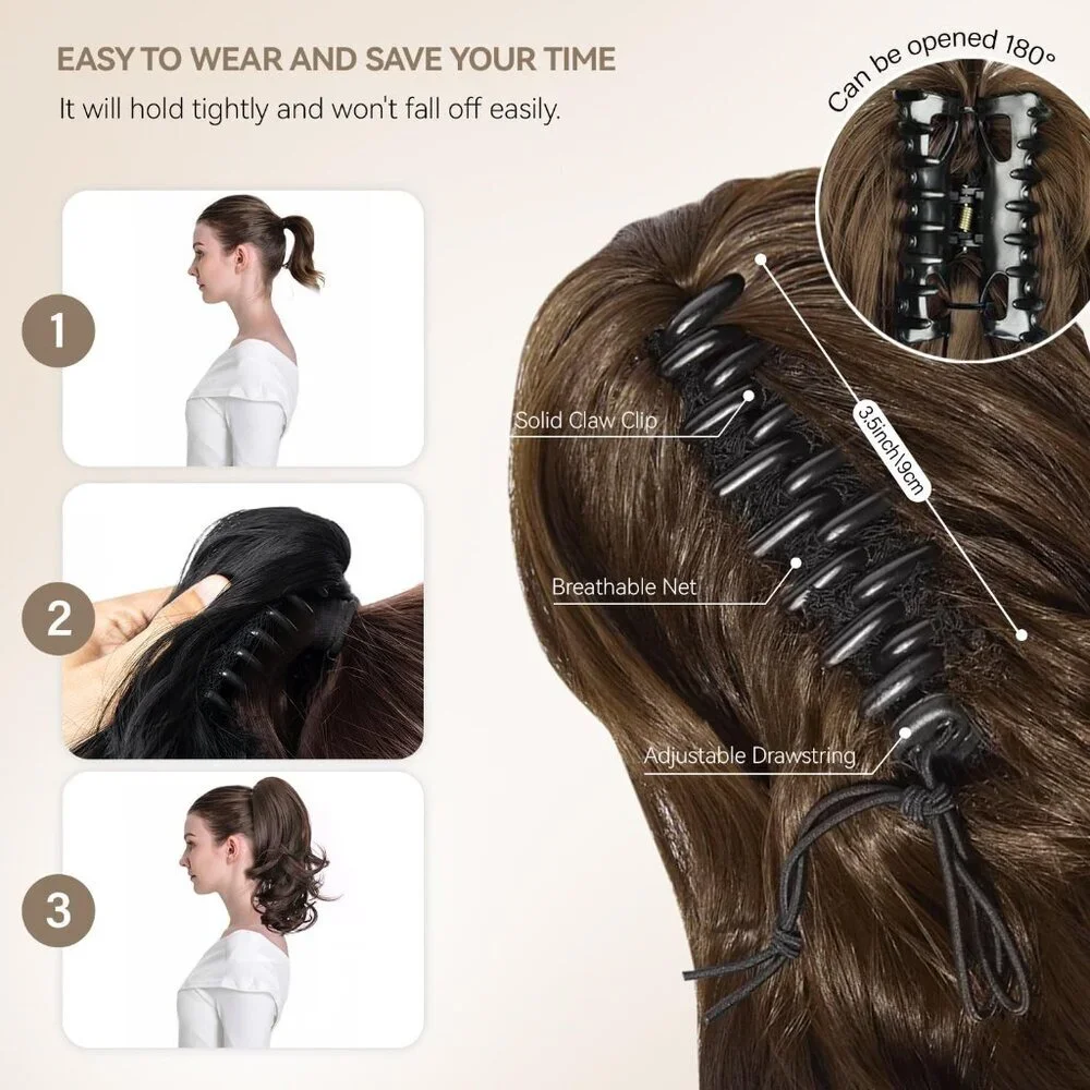 14 Inch Curly Synthetic Ponytail Extension Clip-in Wavy Hair for Women
